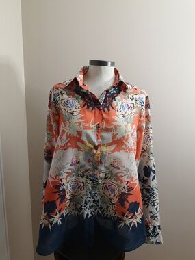 Max Volmary Diamonds and Pearls Floral Button-Up Shirt | Size 42(12 US)